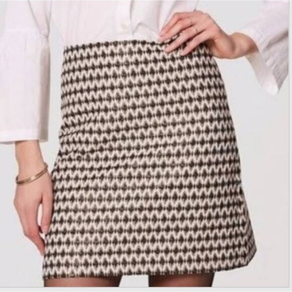 LOFT A-Line Metallic Mini Skirt Lined Brown/Cream Women's Size 10 - Picture 12 of 12